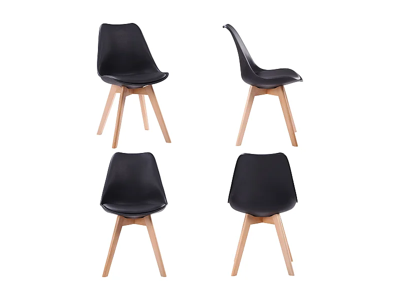 Ensemble table rectangulaire 120cm PIA et 4 chaises NORA noir - HAPPY GARDEN