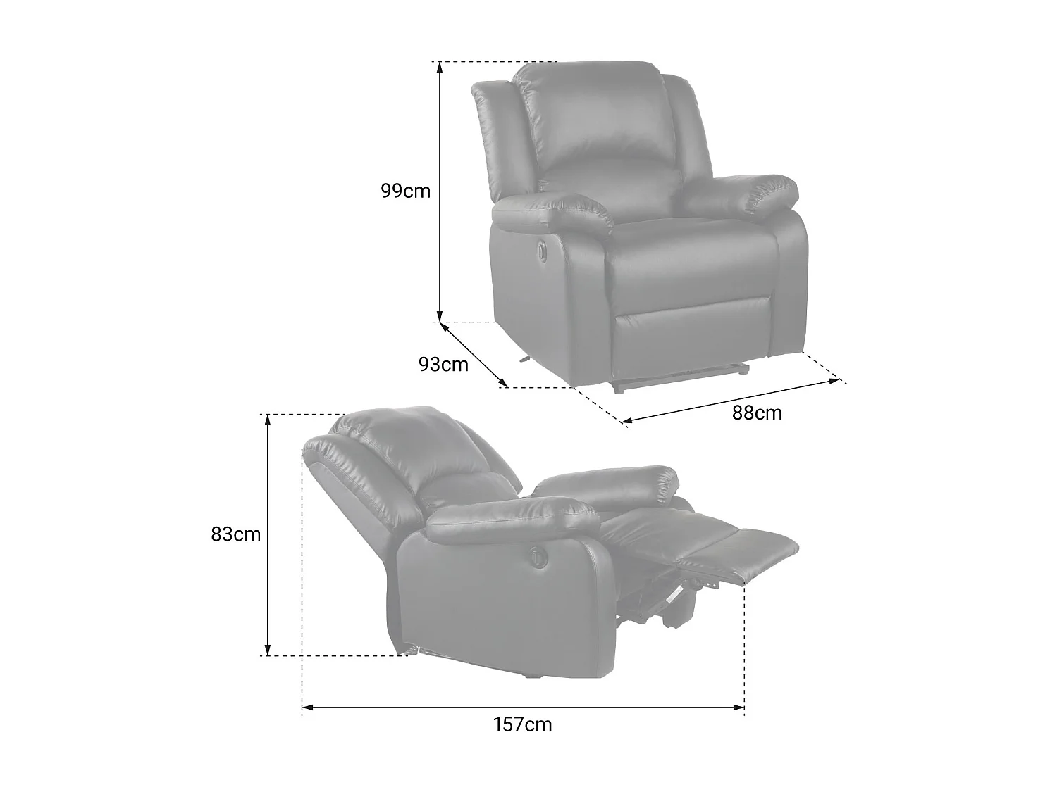 Fauteuil électrique inclinable CLOUD noir - HAPPY GARDEN