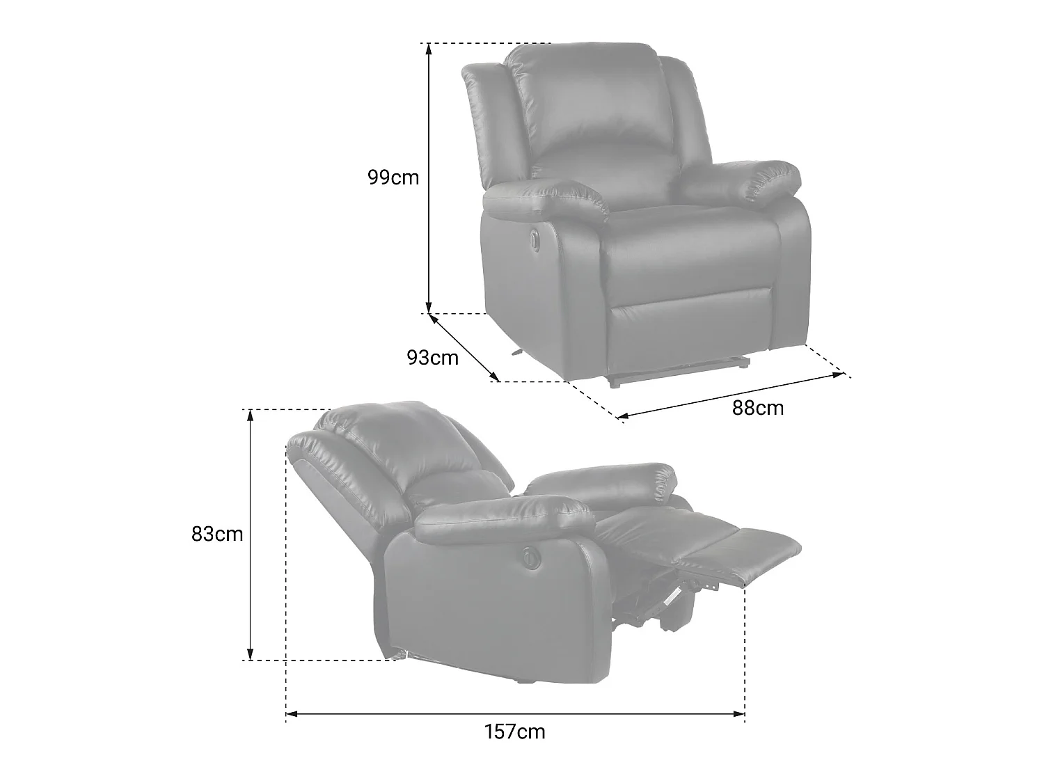 Fauteuil électrique inclinable CLOUD noir - HAPPY GARDEN