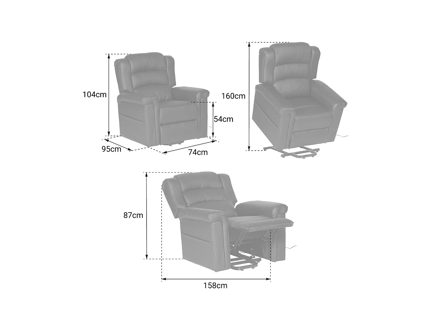Fauteuil électrique inclinable BERNIE taupe - HAPPY GARDEN