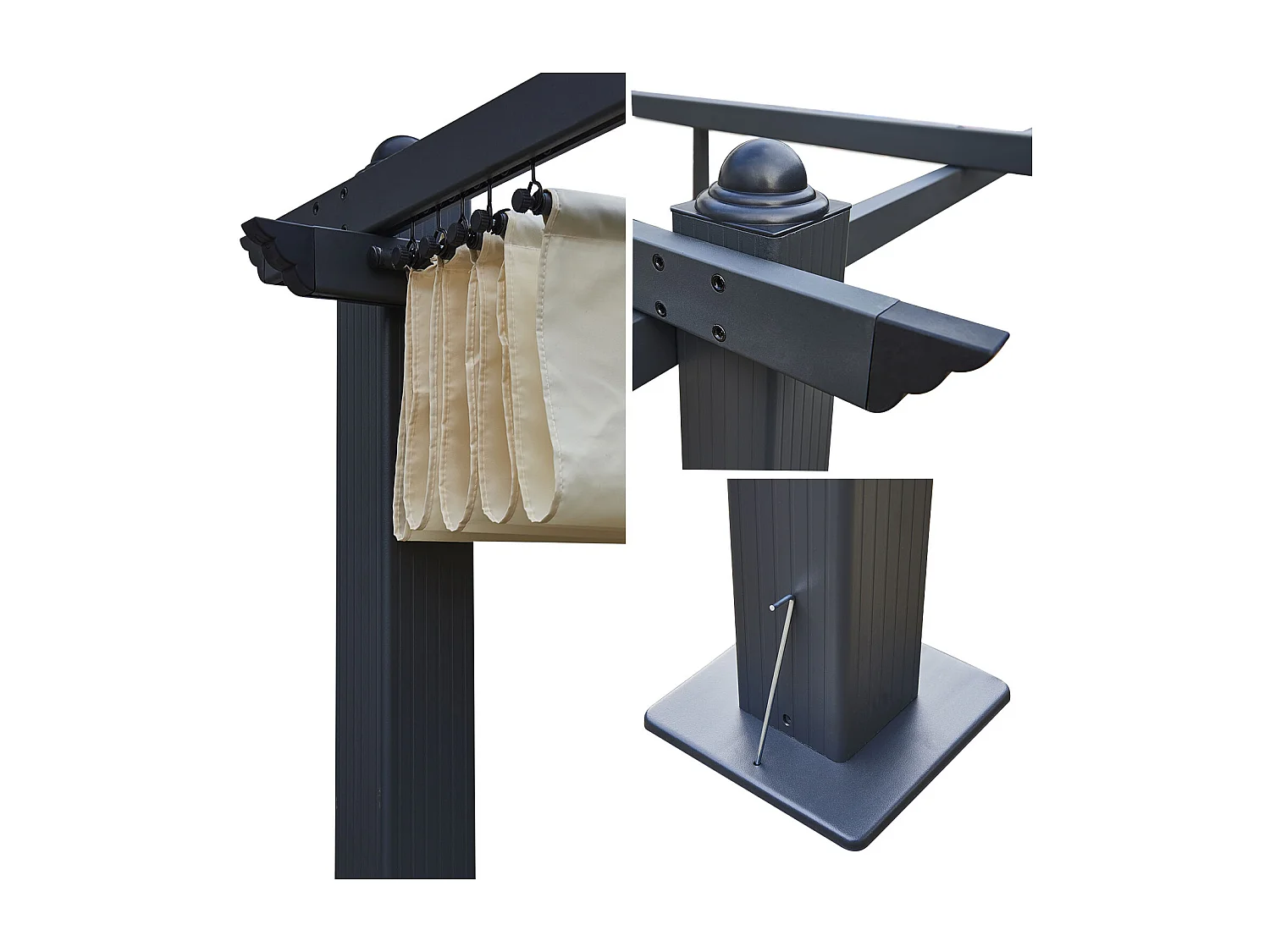 Pérgola independiente 3 × 4m CASSIS beige estructura de aluminio