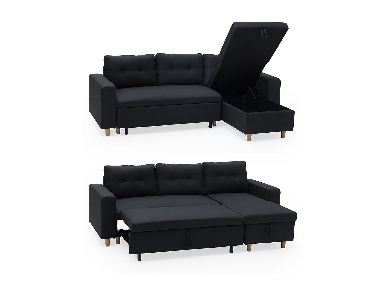 Ecksofa, umwandelbar, WADE, 3-Sitzer, anthrazitgrau