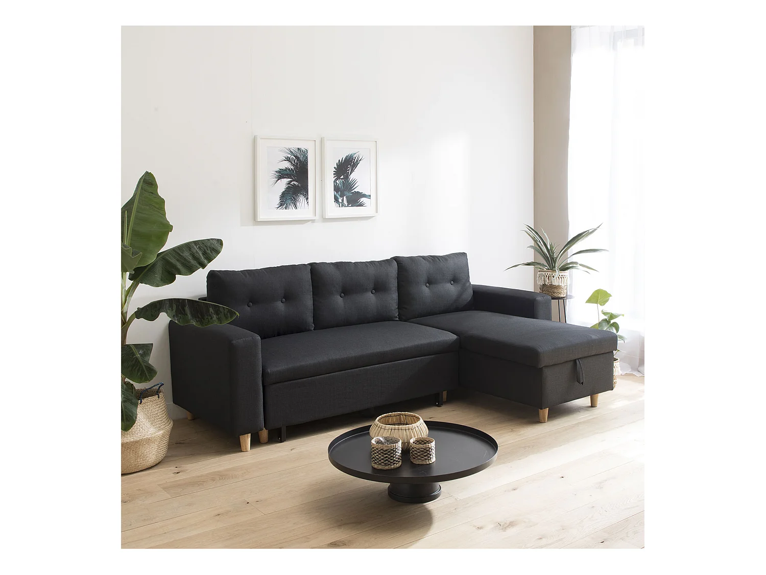 Ecksofa, umwandelbar, WADE, 3-Sitzer, anthrazitgrau