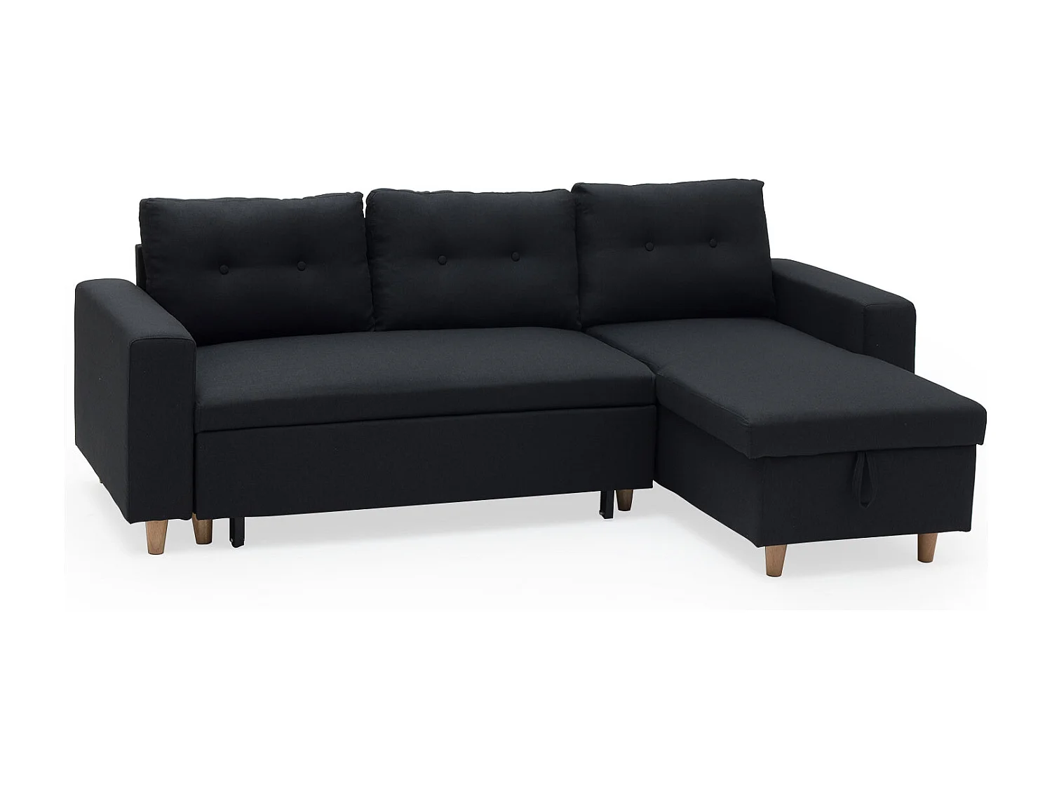 Canapé d'angle convertible WADE 3 places gris anthracite - HAPPY GARDEN