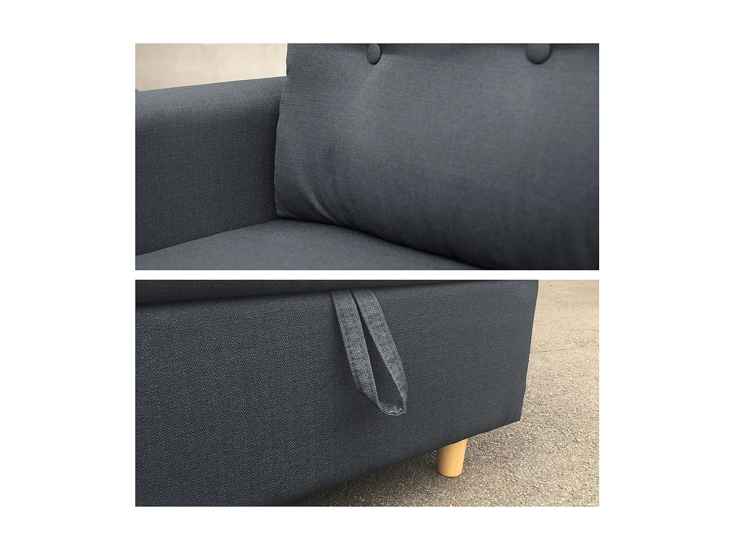 Canapé d'angle convertible WADE 3 places gris anthracite - HAPPY GARDEN