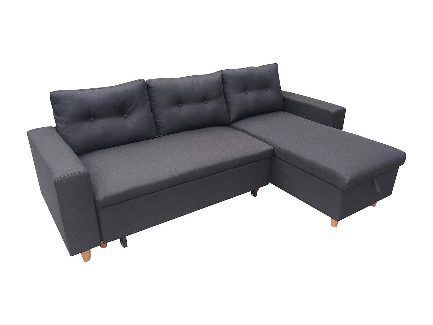 Canapé d'angle convertible WADE 3 places gris anthracite - HAPPY GARDEN