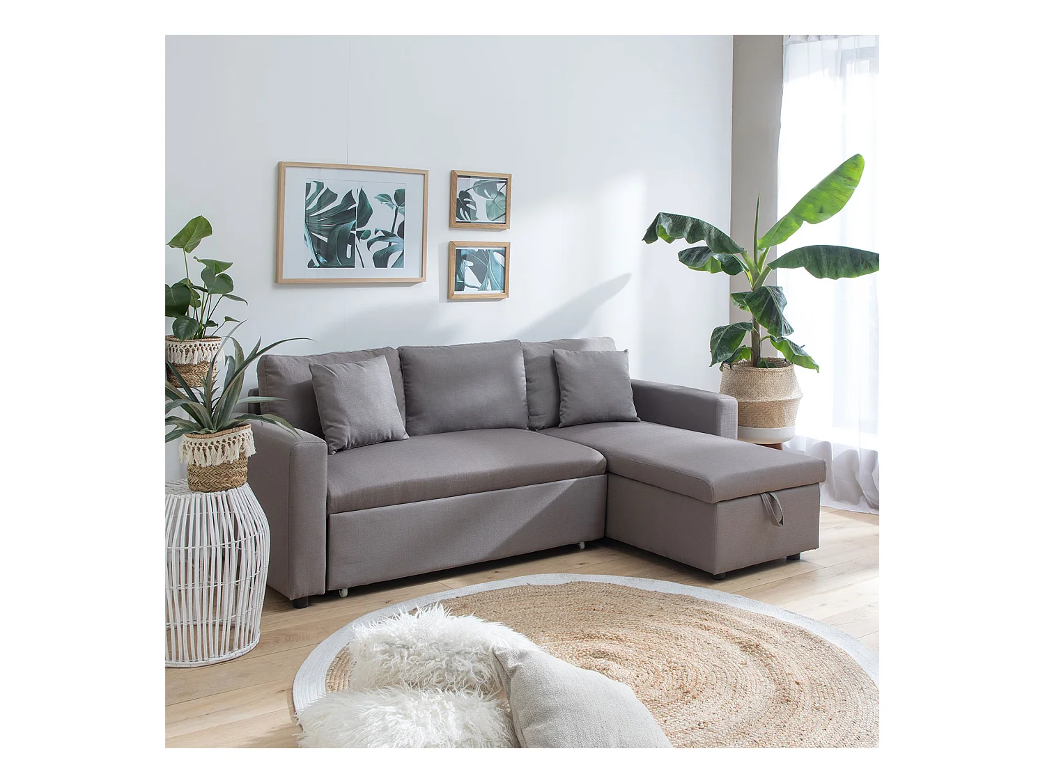 Sofá cama CLARK 3 plazas color topo