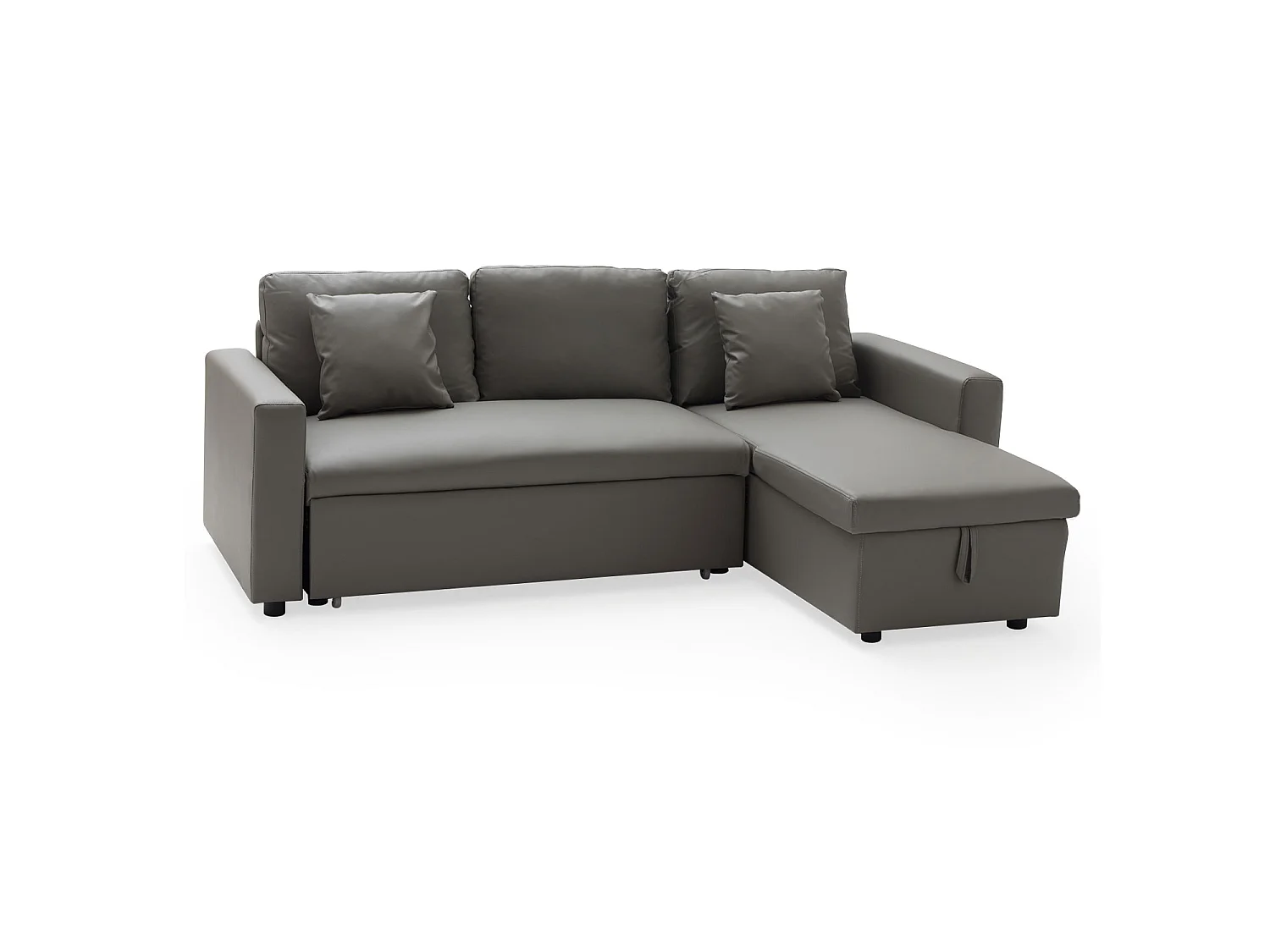 Canapé d'angle convertible simili CLARK 3 places taupe - HAPPY GARDEN