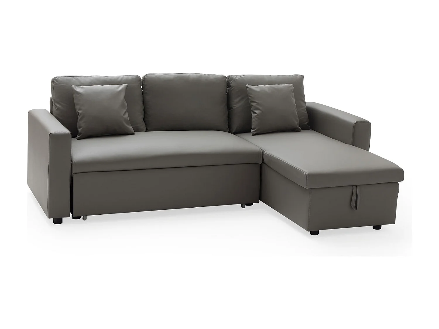 Canapé d'angle convertible simili CLARK 3 places taupe - HAPPY GARDEN