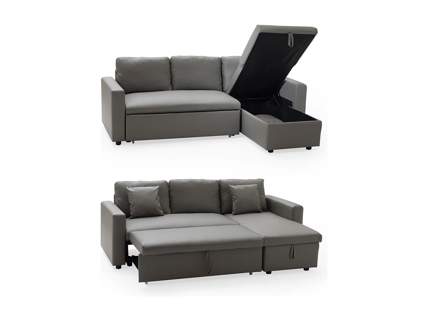 Sofá cama polipiel 3 plazas color topo CLARK