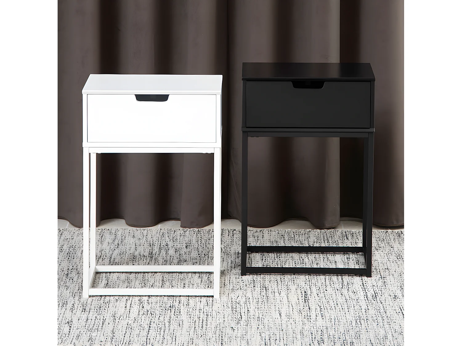 Espejito - Table de chevet 1 tiroir en bois - Blanc