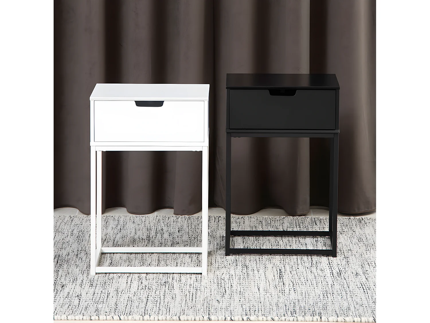 Espejito - Table de chevet 1 tiroir en bois - Noir