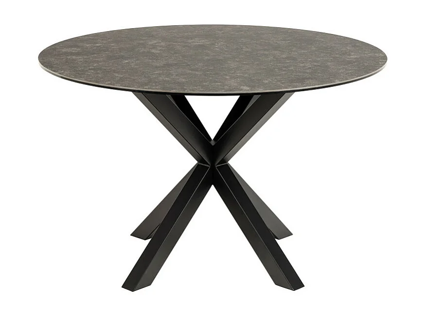 Eurame - Table à manger 4 personnes ronde en céramique et métal - Noir