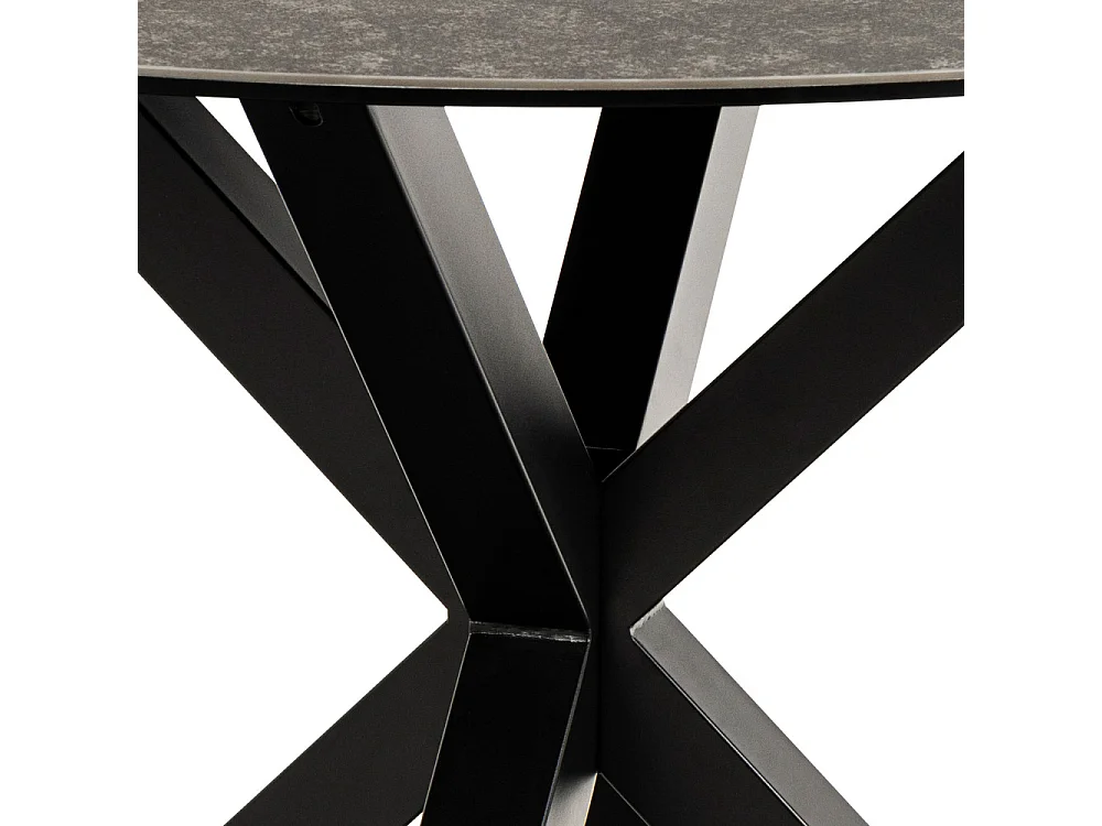 Eurame - Table à manger 4 personnes ronde en céramique et métal - Noir