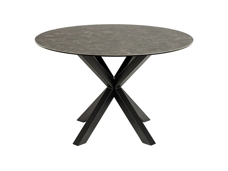 Eurame - Table à manger 4 personnes ronde en céramique et métal - Noir