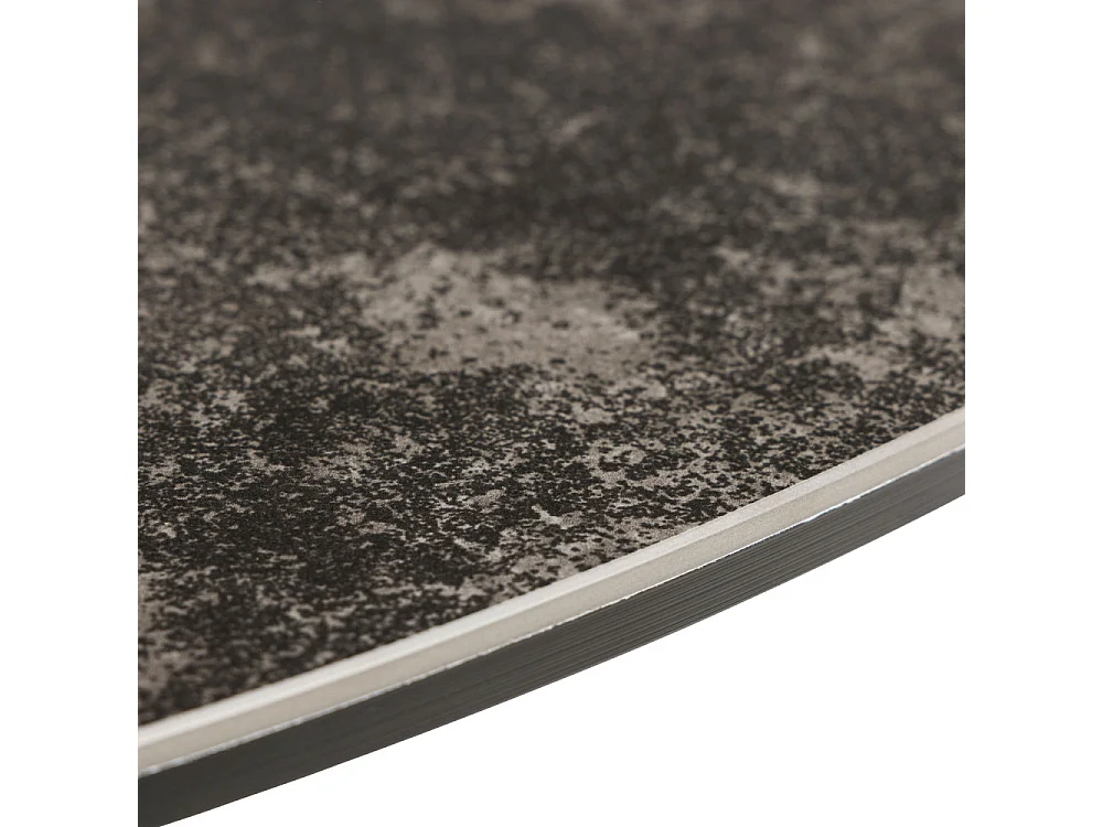 Eurame - Table à manger 4 personnes ronde en céramique et métal - Noir