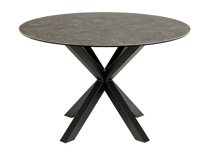 Eurame - Table à manger 4 personnes ronde en céramique et métal - Marron