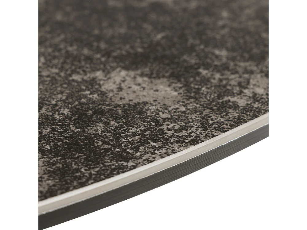 Eurame - Table à manger 4 personnes ronde en céramique et métal - Marron