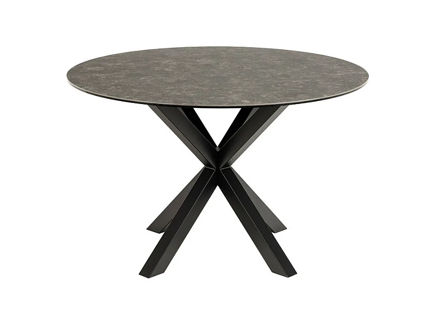 Eurame - Table à manger 4 personnes ronde en céramique et métal - Marron