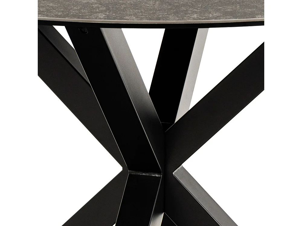 Eurame - Table à manger 4 personnes ronde en céramique et métal - Marron