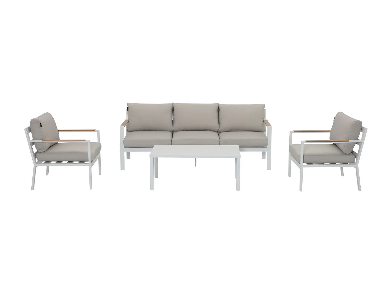 Salon de jardin design en aluminium 5 Places - blanc beige - MABILLON