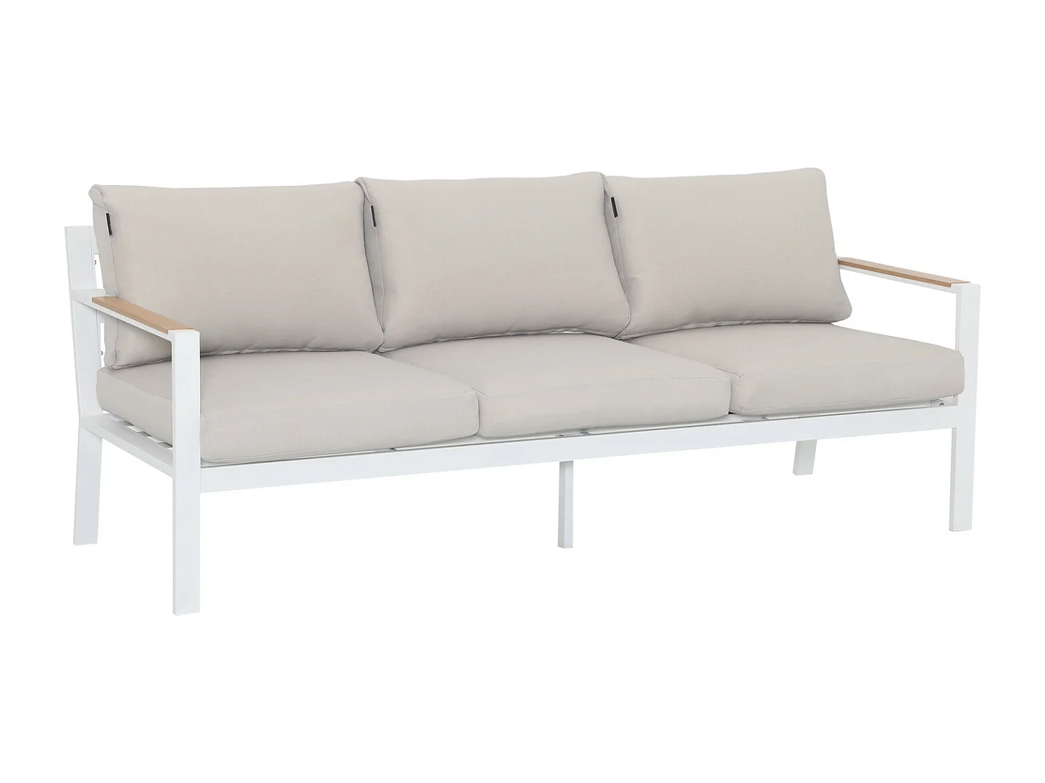 Salon de jardin design en aluminium 5 Places - blanc beige - MABILLON