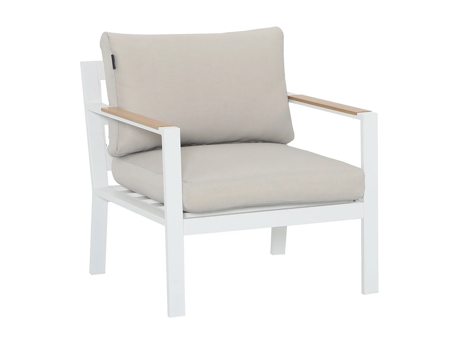 Salon de jardin design en aluminium 5 Places - blanc beige - MABILLON