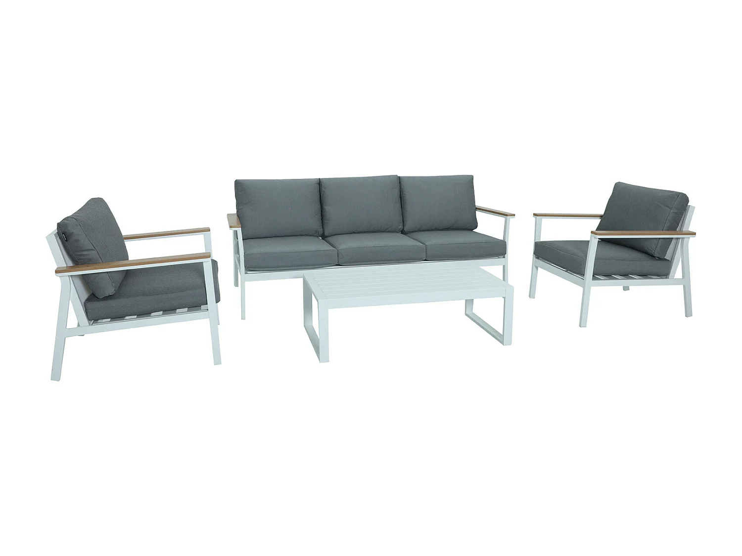 Salon de jardin en aluminium 5 places- blanc gris - extérieur - SOLEA