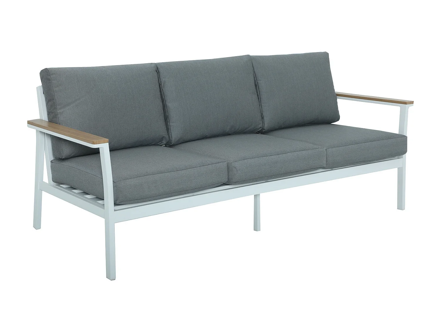 Salon de jardin en aluminium 5 places- blanc gris - extérieur - SOLEA