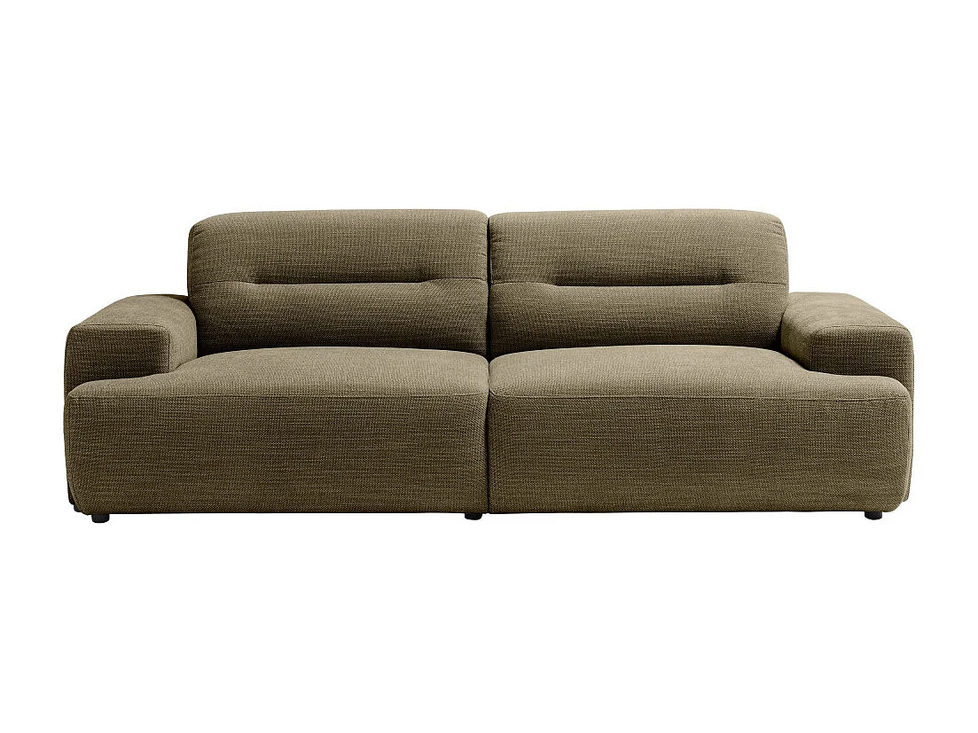 Stune - Canapé droit 4 places en tissu à accoudoirs larges - Vert kaki