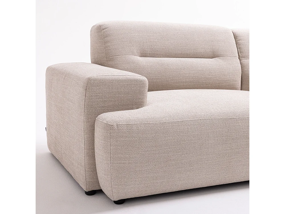 Stune - Canapé droit 4 places en tissu à accoudoirs larges - Beige