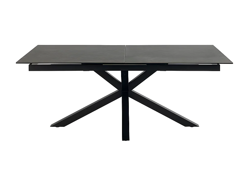 Eurame - Table à manger extensible 6 à 12 personnes en céramique et métal 200-240x100cm - Noir
