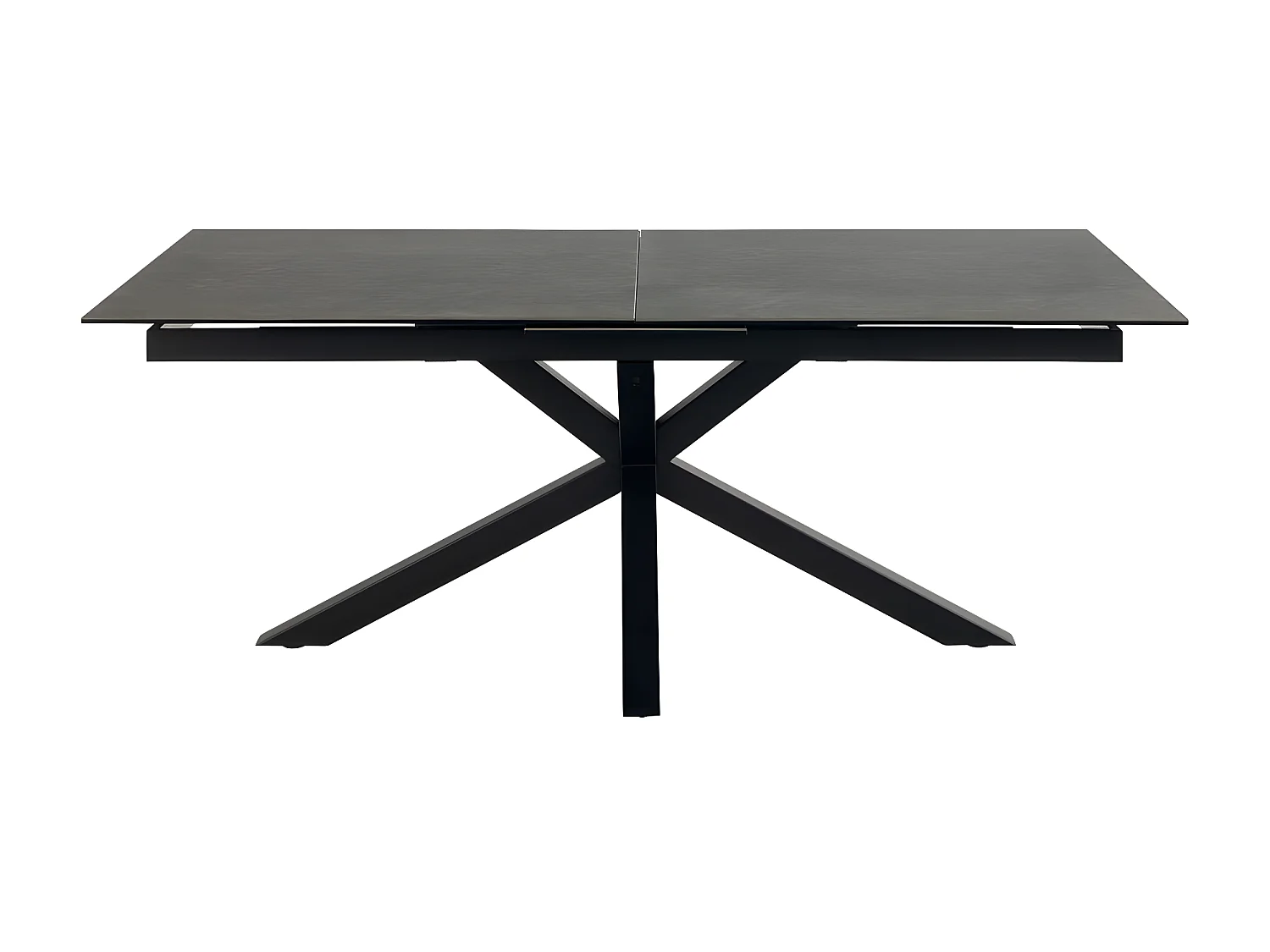 Eurame - Table à manger extensible 6 à 12 personnes en céramique et métal 200-240x100cm - Noir