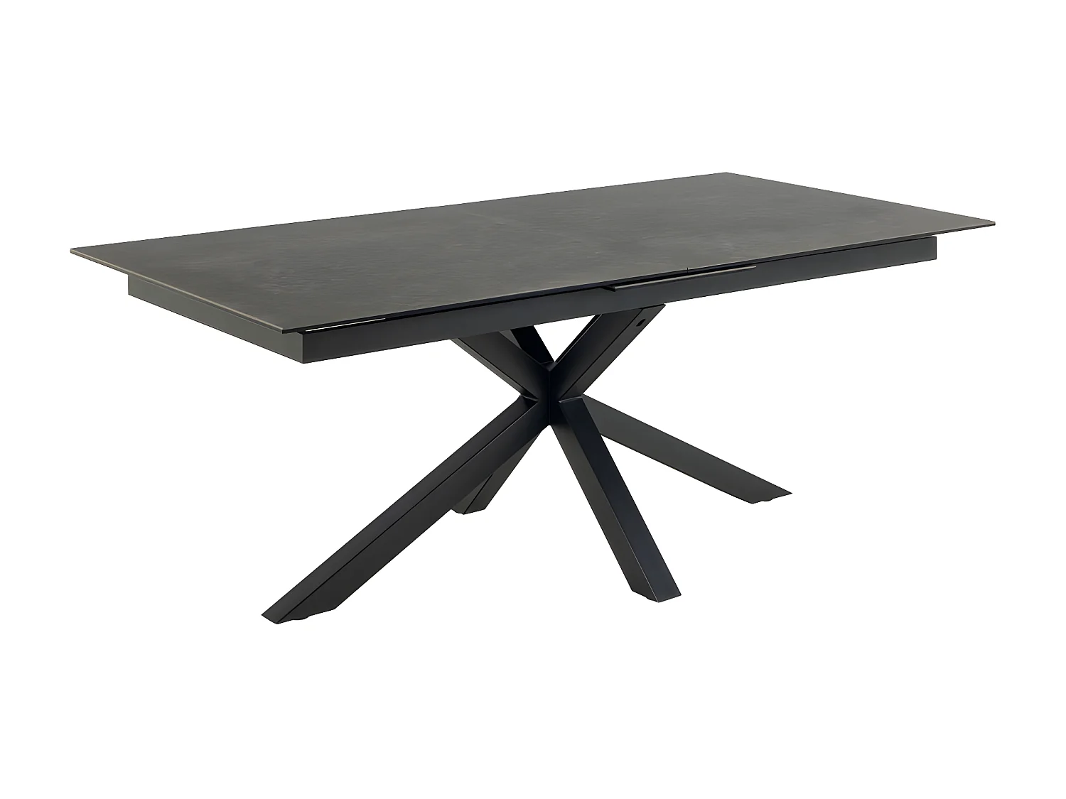 Eurame - Table à manger extensible 6 à 12 personnes en céramique et métal 200-240x100cm - Noir