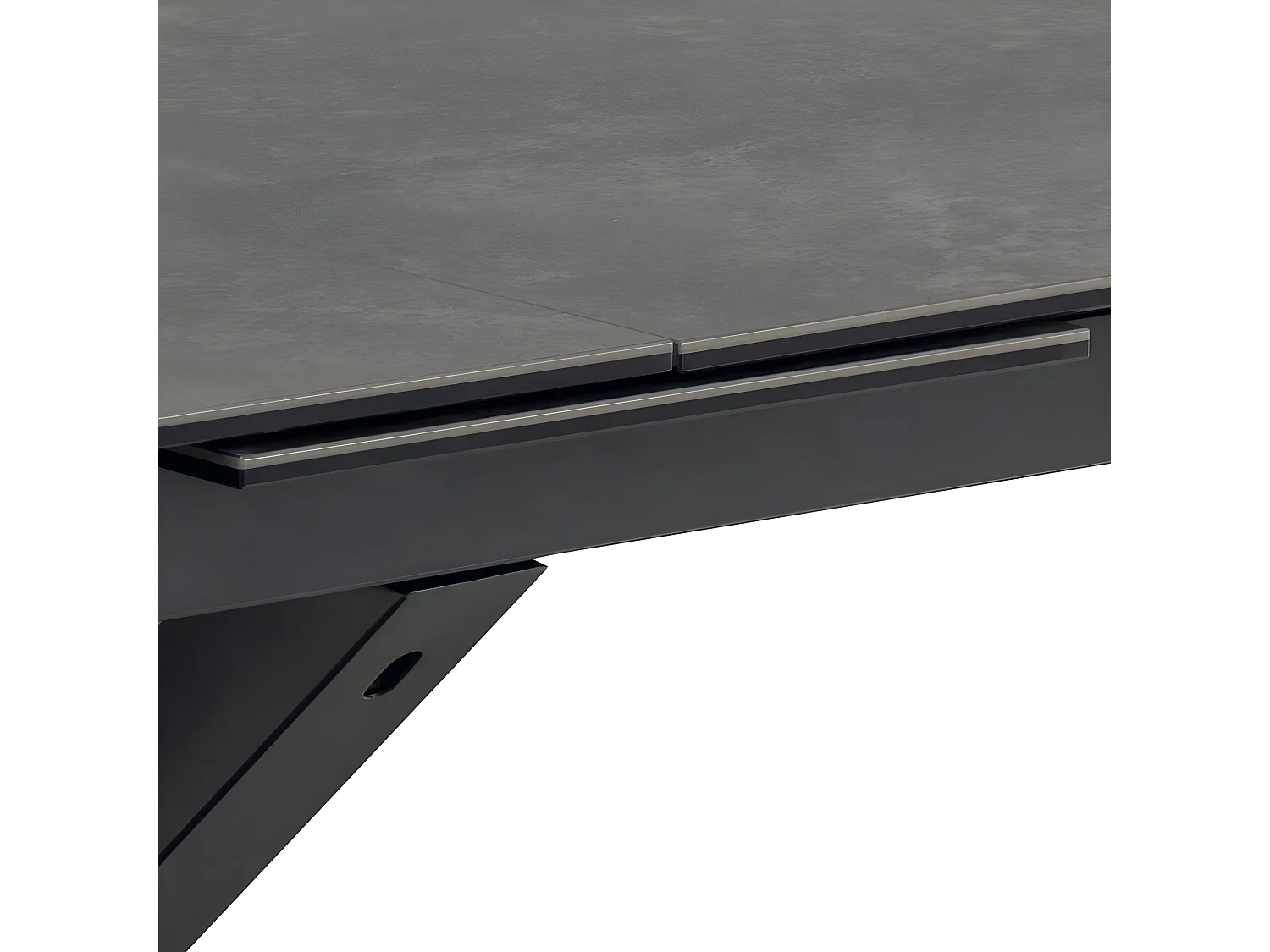 Eurame - Table à manger extensible 6 à 12 personnes en céramique et métal 200-240x100cm - Noir