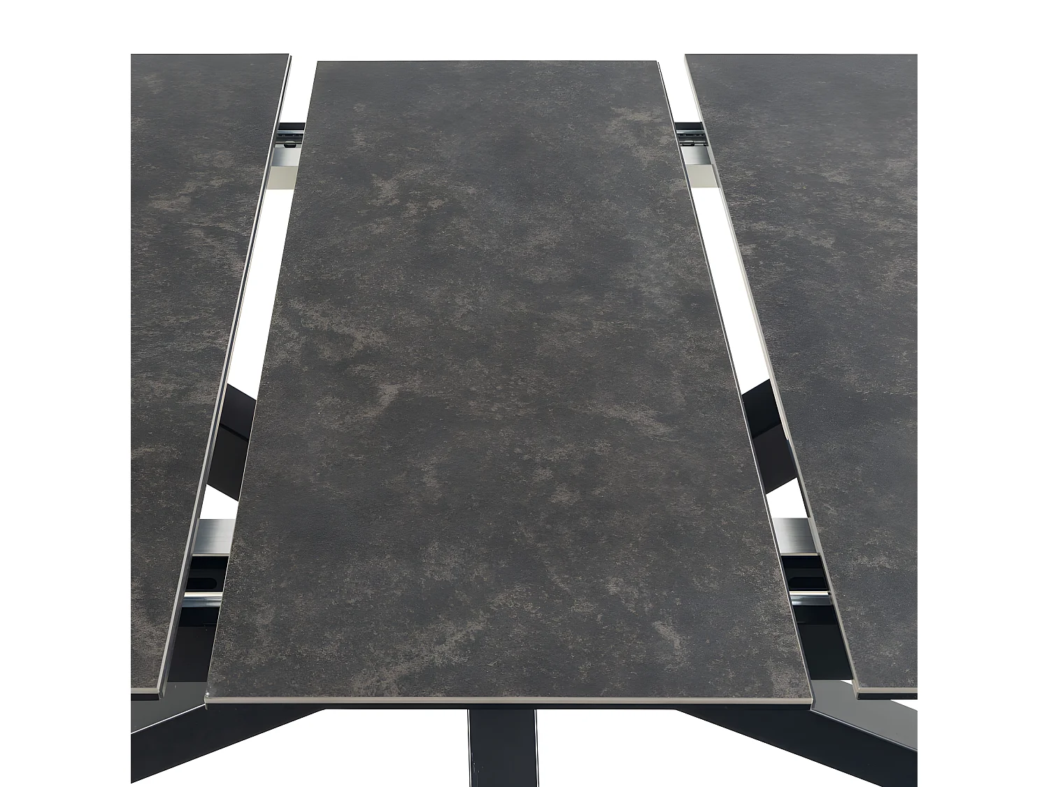 Eurame - Table à manger extensible 6 à 12 personnes en céramique et métal 200-240x100cm - Noir