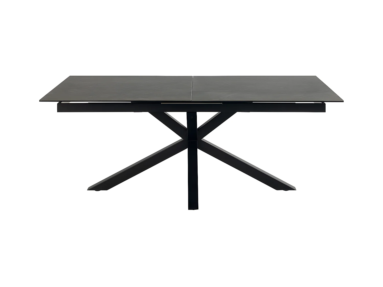 Eurame - Table à manger extensible 6 à 12 personnes en céramique et métal 200-240x100cm - Noir