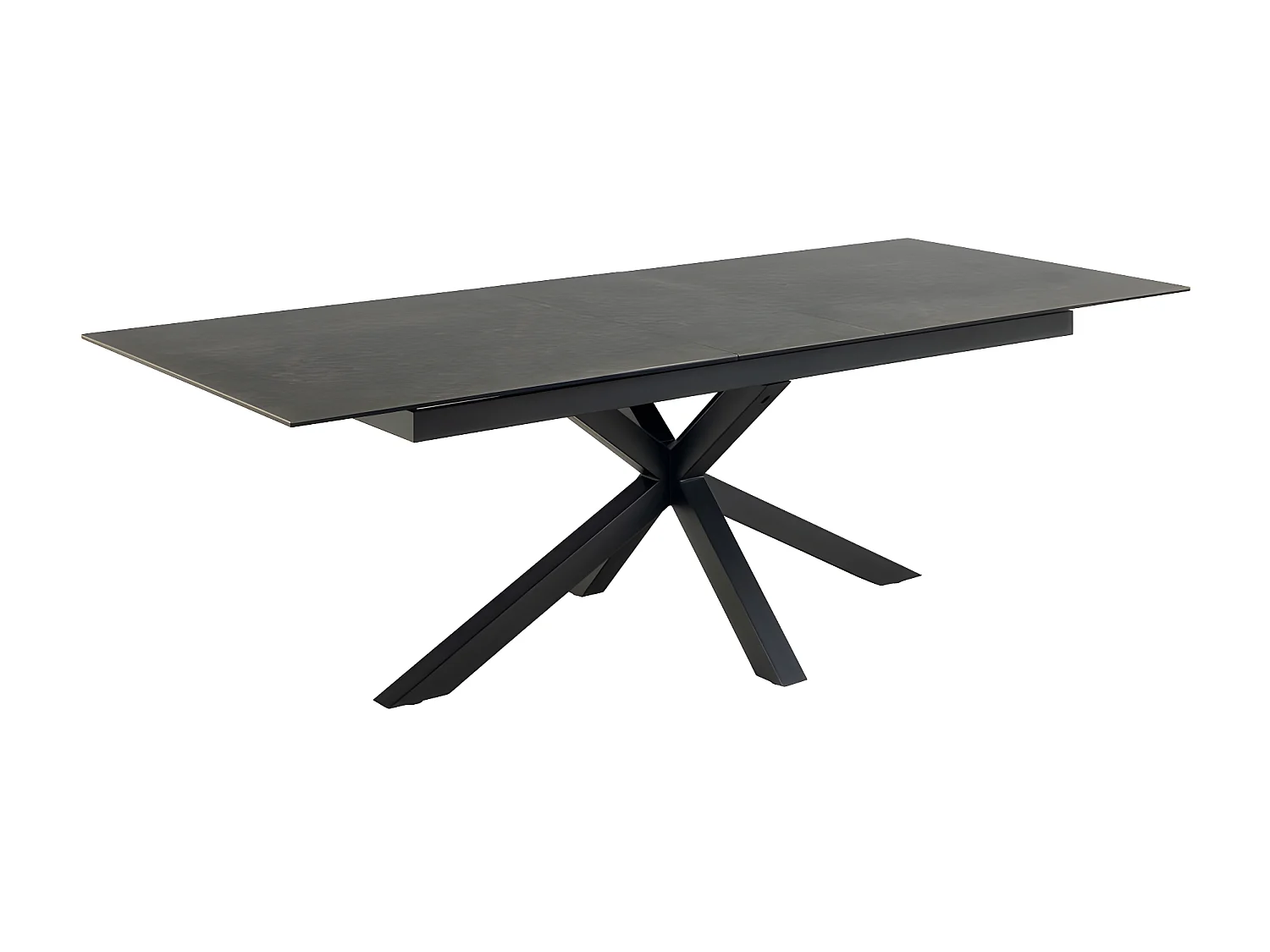 Eurame - Table à manger extensible 6 à 12 personnes en céramique et métal 200-240x100cm - Noir