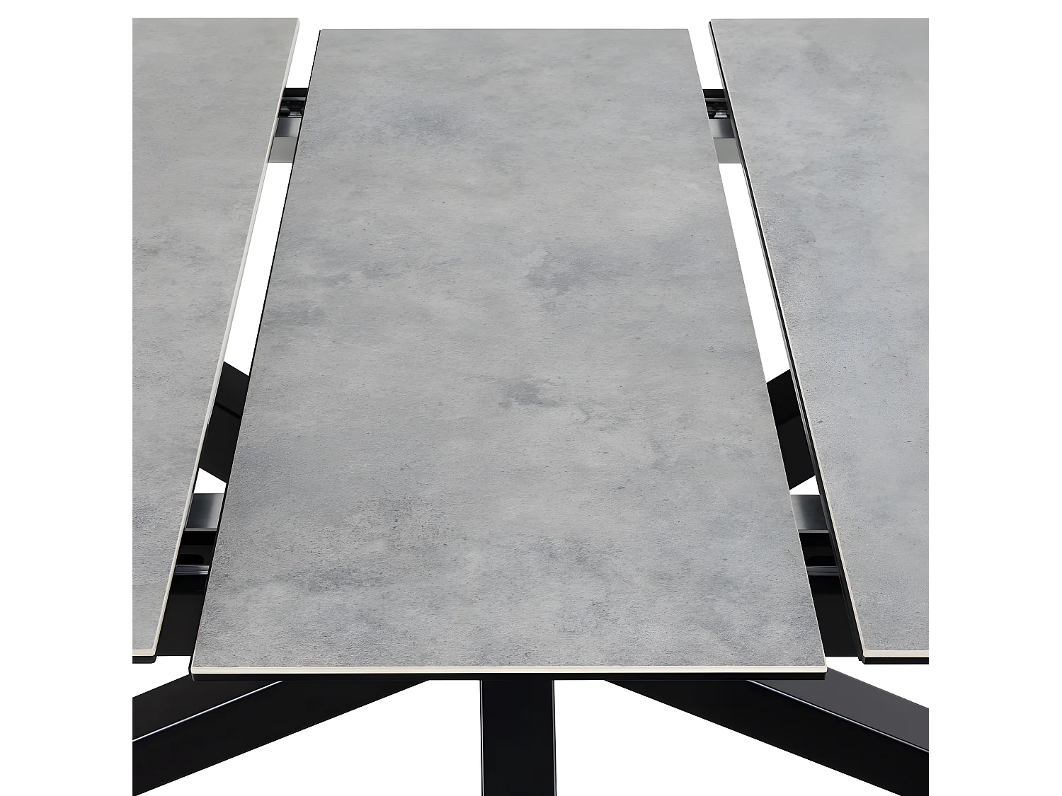 Eurame - Table à manger extensible 6 à 12 personnes en céramique et métal 200-240x100cm - Gris