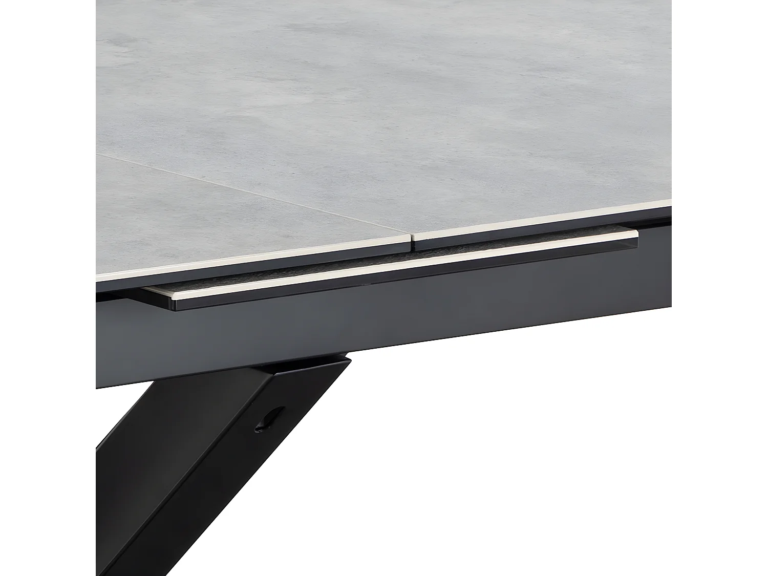 Eurame - Table à manger extensible 6 à 12 personnes en céramique et métal 200-240x100cm - Gris