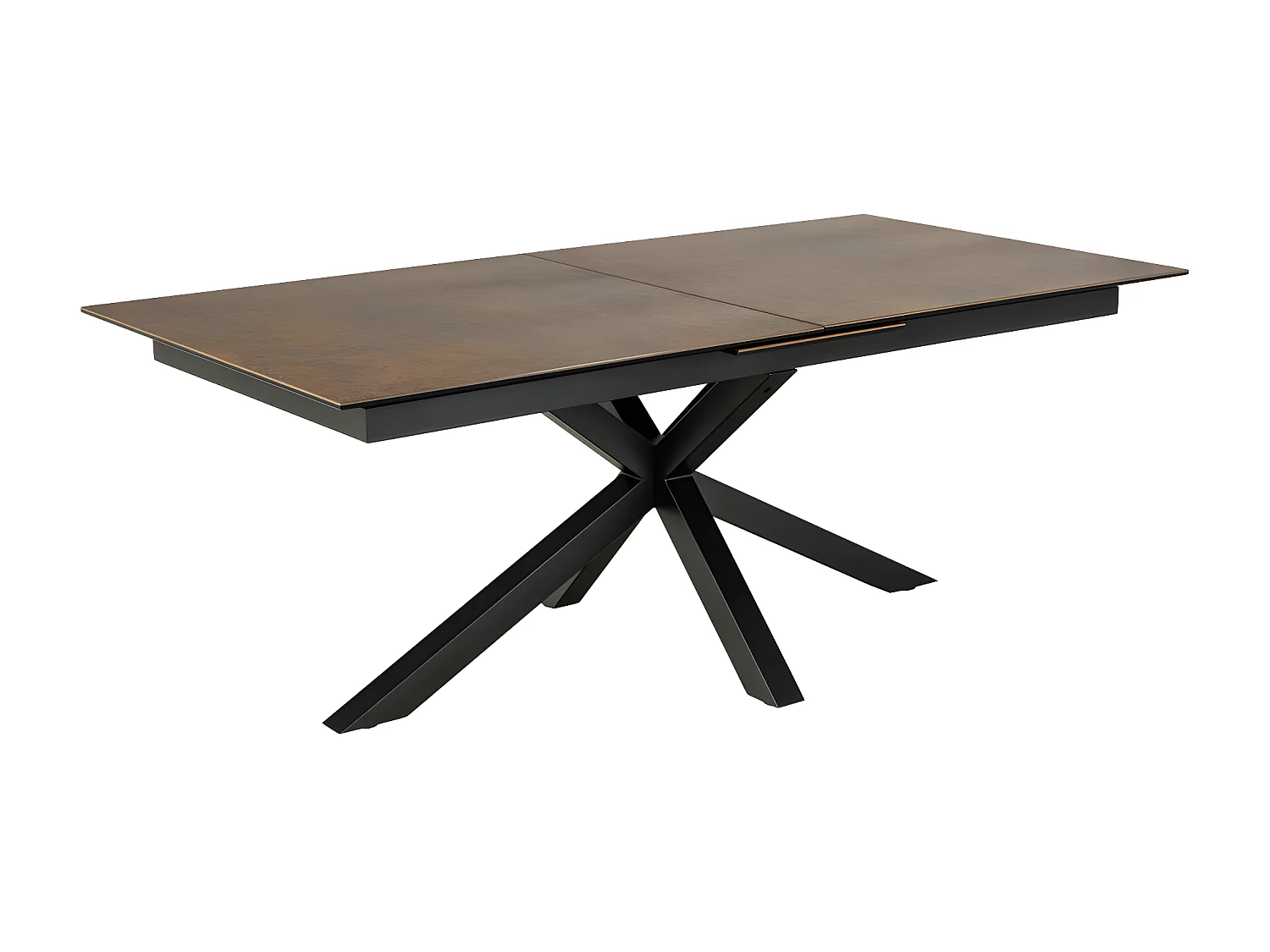 Eurame - Table à manger extensible 6 à 12 personnes en céramique et métal 200-240x100cm - Marron
