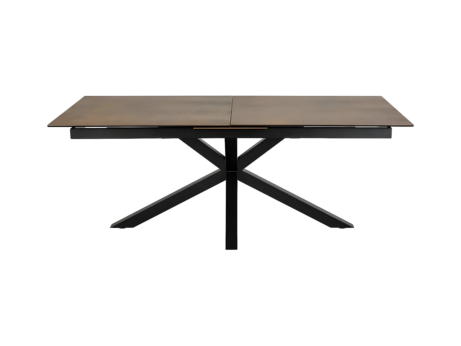 Eurame - Table à manger extensible 6 à 12 personnes en céramique et métal 200-240x100cm - Marron