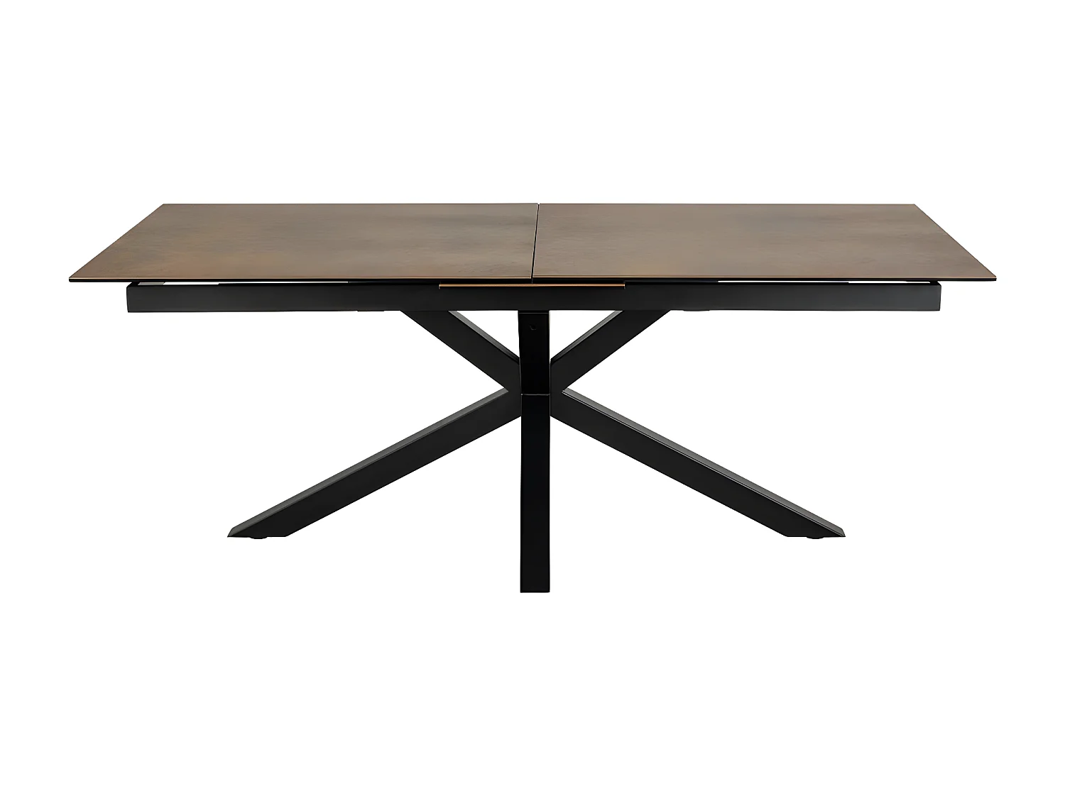 Eurame - Table à manger extensible 6 à 12 personnes en céramique et métal 200-240x100cm - Marron