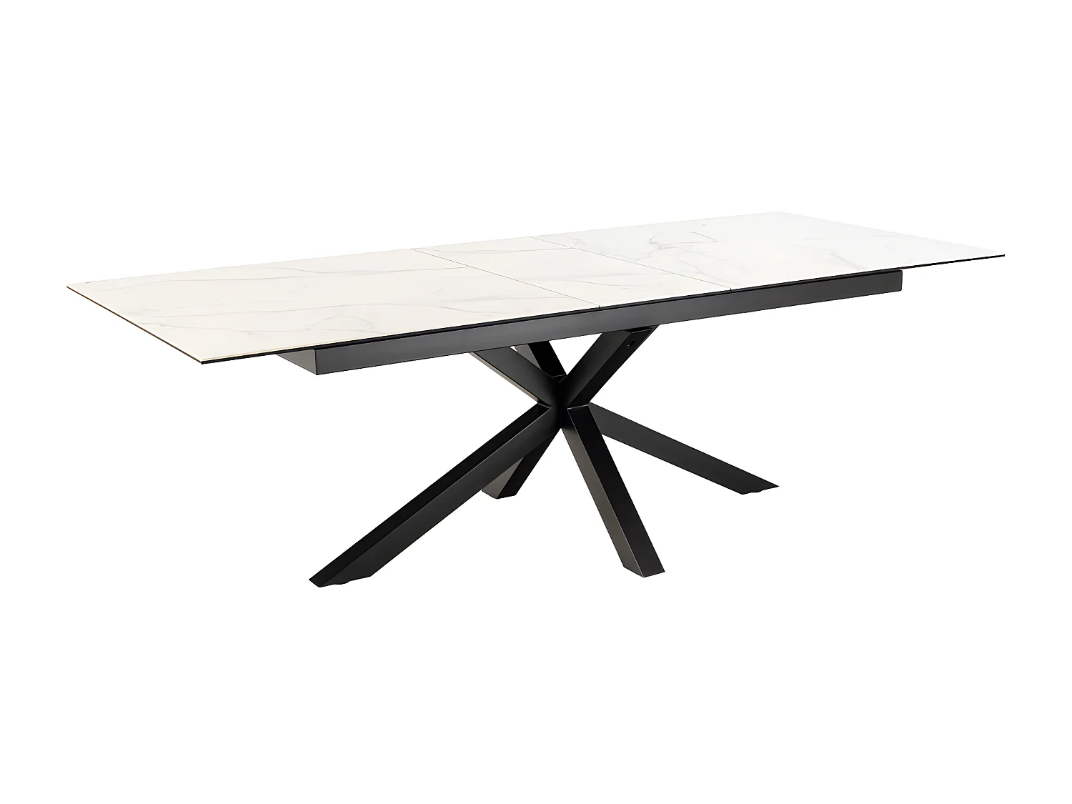 Eurame - Table à manger extensible 6 à 12 personnes en céramique et métal 200-240x100cm - Blanc