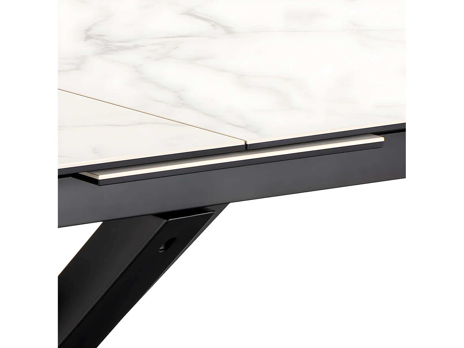 Eurame - Table à manger extensible 6 à 12 personnes en céramique et métal 200-240x100cm - Blanc