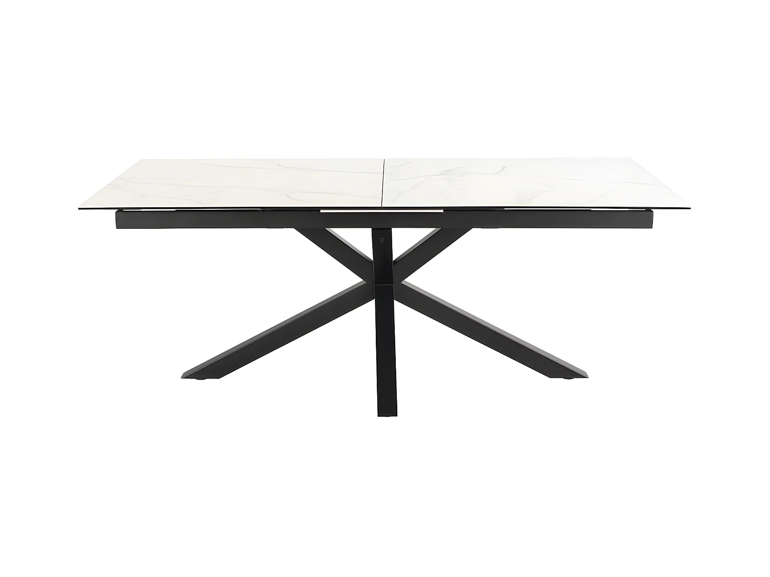 Eurame - Table à manger extensible 6 à 12 personnes en céramique et métal 200-240x100cm - Blanc