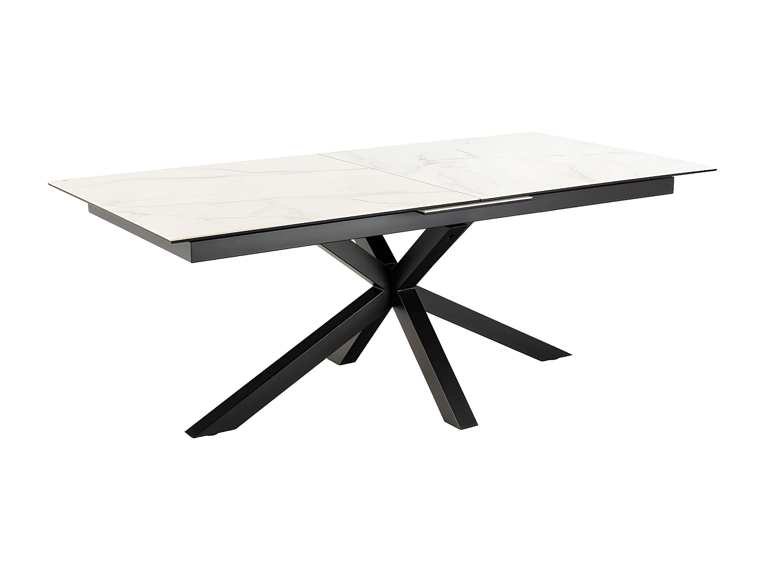 Eurame - Table à manger extensible 6 à 12 personnes en céramique et métal 200-240x100cm - Blanc