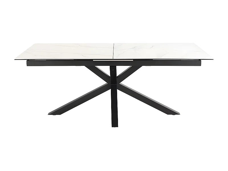 Eurame - Table à manger extensible 6 à 12 personnes en céramique et métal 200-240x100cm - Blanc