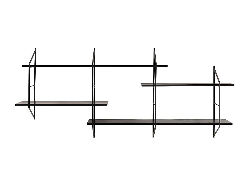 Tocro - Etagère murale en bois et métal L191cm - Noir