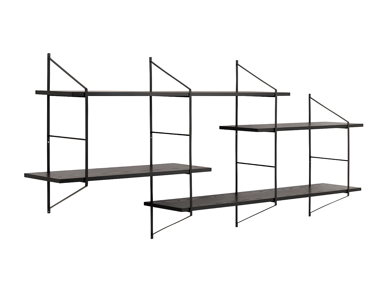 Tocro - Etagère murale en bois et métal L191cm - Noir